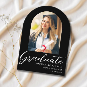 Invitaciones Acrílicas Graduación de fotografía de arco moderno simple