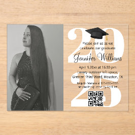 Invitaciones Acrílicas graduación de fotos 2025 fiesta qr código script b