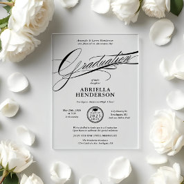Invitaciones Acrílicas Graduación de guión elegante y formal