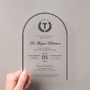 Invitaciones Acrílicas Graduación de la Facultad de Medicina Elegante y M