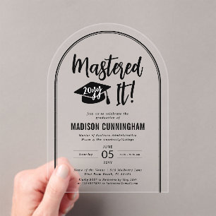 Invitaciones Acrílicas Graduación de Maestría Dominada Moderna