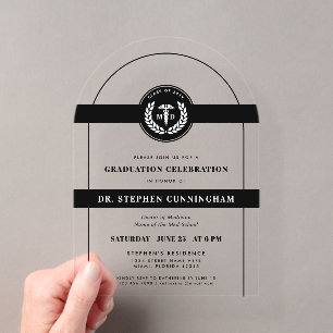 Invitaciones Acrílicas Graduación de Medicina Moderna MD Facultad de Medi