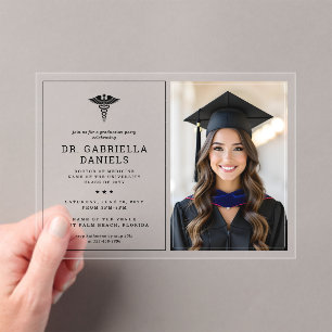 Invitaciones Acrílicas Graduación de médico titulado en facultad de medic