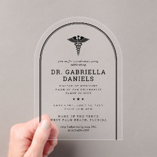 Invitaciones Acrílicas Graduación de médico titulado en facultad de medic
