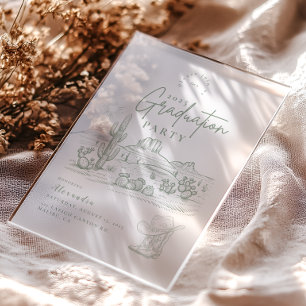 Invitaciones Acrílicas Graduación de Moda del Desierto Nova Occidental