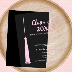 Invitaciones Acrílicas Graduación De Tassel Grad Feminine Rosa moda 2025