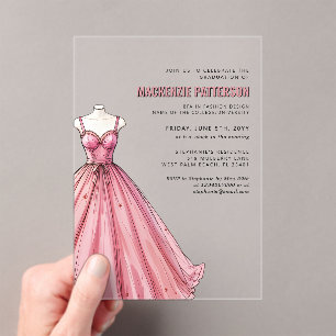 Invitaciones Acrílicas Graduación del diseñador de moda de la escuela de