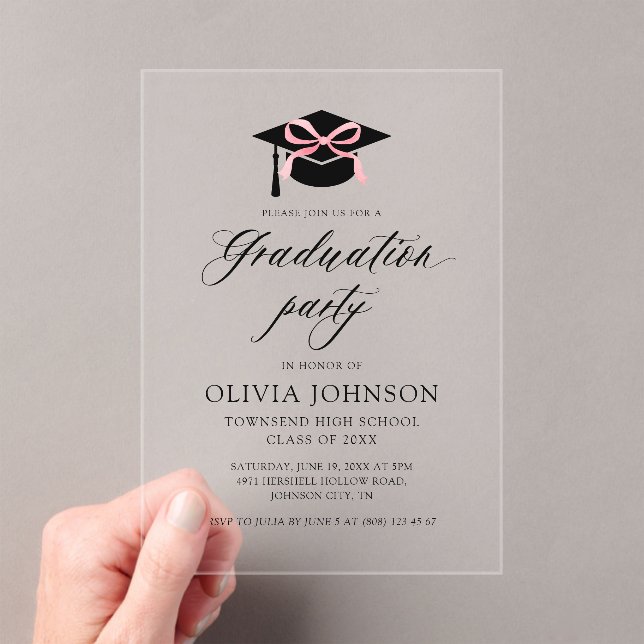Invitaciones Acrílicas Graduación elegante y moderna de la graduación del (Insitu (portátil))
