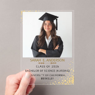 Invitaciones Acrílicas Graduación foto moderna trendy blanco y negro