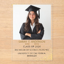 Invitaciones Acrílicas Graduación foto moderna trendy blanco y negro