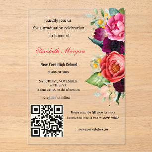 Invitaciones Acrílicas Graduación moderna de código QR 2025