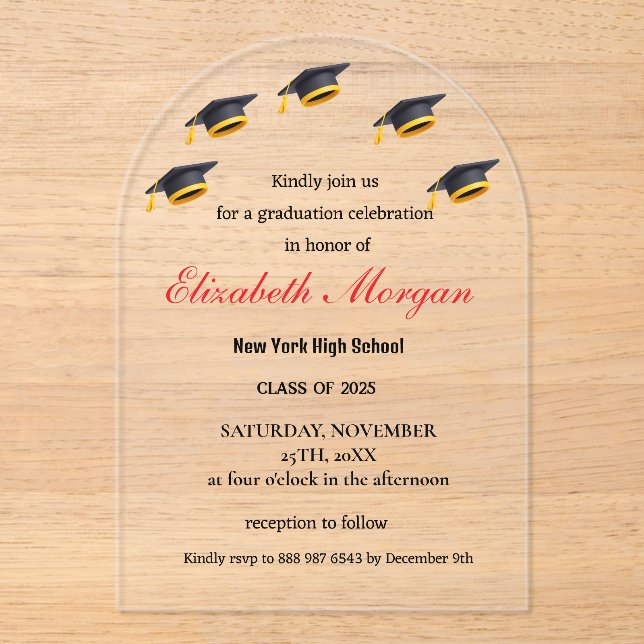 Invitaciones Acrílicas Graduación moderna de código QR 2025 (Anverso)