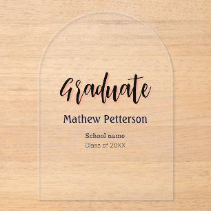 Invitaciones Acrílicas Graduación moderna de estilo negrita y simple con 