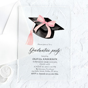 Invitaciones Acrílicas Graduación moderna de la capa de graduación de Bow