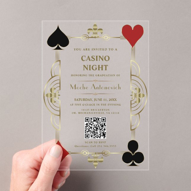 Invitaciones Acrílicas Graduación nocturna del Casino de Las Vegas Código (Insitu (portátil))