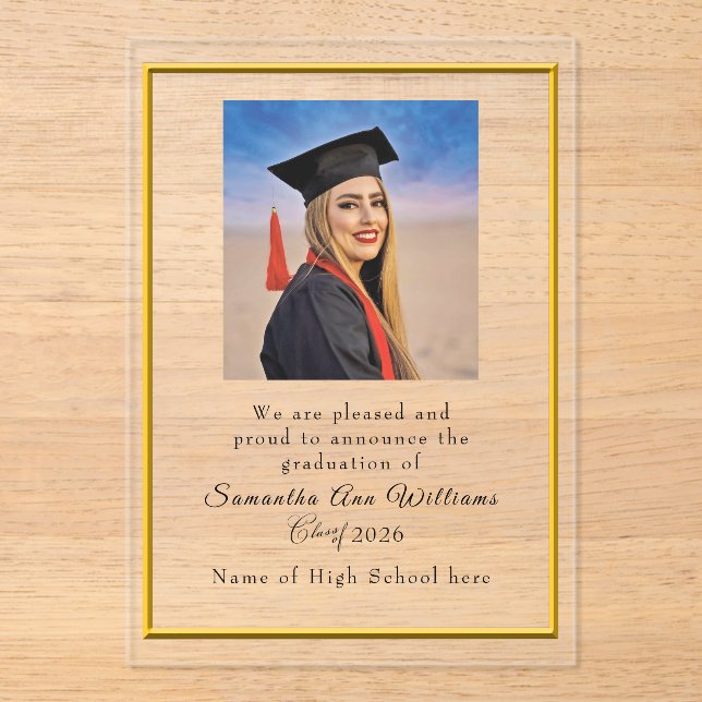 Invitaciones Acrílicas Graduation Announcement High School acrylic card (Anverso)