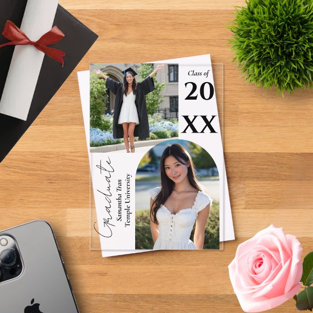Invitaciones Acrílicas Graduation Arch Photo Collage Trendy Modern Party (Subido por el creador)