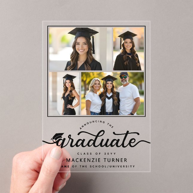 Invitaciones Acrílicas Graduation Grad Photo Collage Acrylic Announcement (Insitu (portátil))