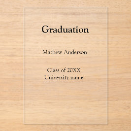Invitaciones Acrílicas Graduation name class of 20XX university name simp