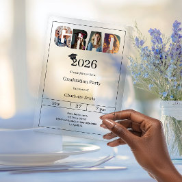 Invitaciones Acrílicas Graduation party grad photo luxury