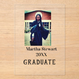 Invitaciones Acrílicas Graduation photo name year class university simple