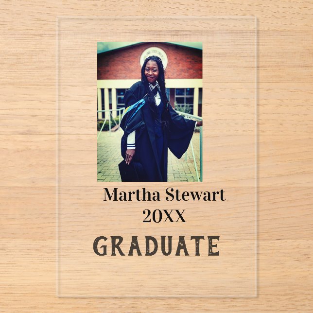 Invitaciones Acrílicas Graduation photo name year class university simple (Anverso)