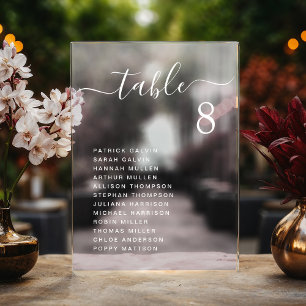 Invitaciones Acrílicas Gráfico de Asientos de Mesa de Boda con Letra Blan