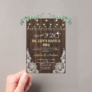 Invitaciones Acrílicas Granero Antiguo Encaje Eucalipto Hago Barbacoa Des