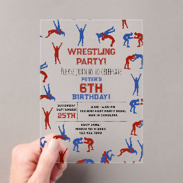 Invitaciones Acrílicas Greco Roman Freestyle Fiesta de cumpleaños de luch