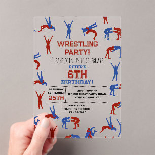 Invitaciones Acrílicas Greco Roman Freestyle Fiesta de cumpleaños de luch