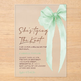 Invitaciones Acrílicas Green Bow Elegant Bridal Shower