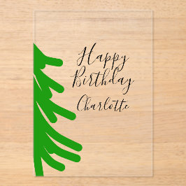 Invitaciones Acrílicas Green Christmas tree happy birthday December winte