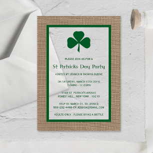 Invitaciones Acrílicas Green Clover & Burlap St. Patrick's Day