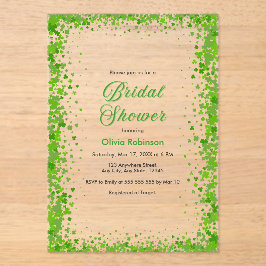 Invitaciones Acrílicas Green Clover St Patrick's Day Irish Bridal Shower