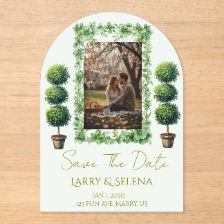 Invitaciones Acrílicas Green Flower Wedding Invitation