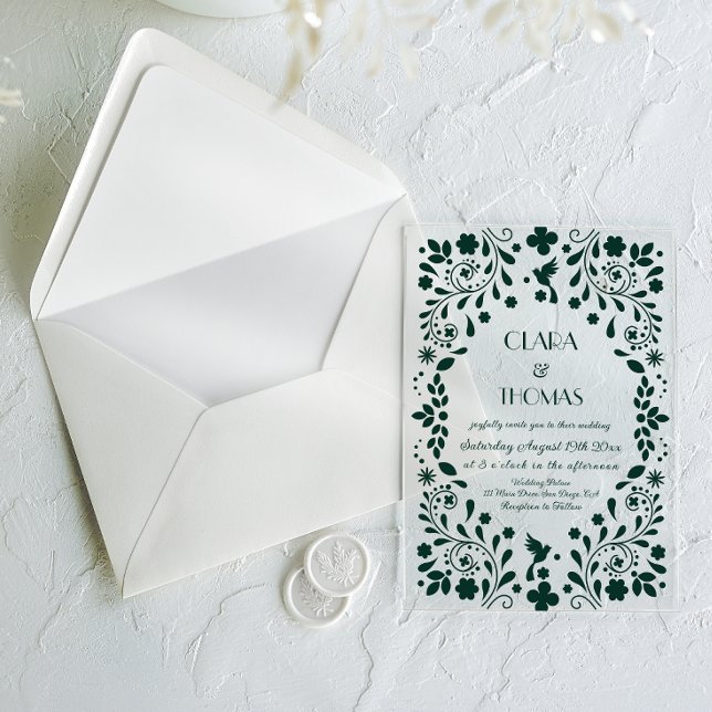 Invitaciones Acrílicas Green Talavera Mexican Wedding (Subido por el creador)