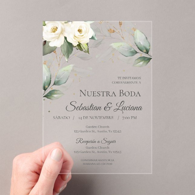 Invitaciones Acrílicas Greenery Eucalyptus Boda (Insitu (portátil))