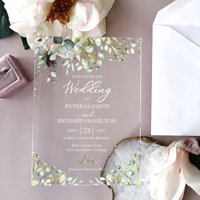 Invitaciones Acrílicas Greenery Eucalyptus Boda (Subido por el creador)