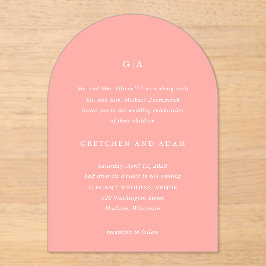 Invitaciones Acrílicas Gretchen Coral Pink Elegant Wedding