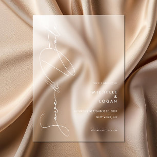 Invitaciones Acrílicas Guardar la fecha de la boda con letra script moder