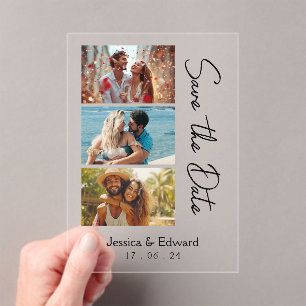 Invitaciones Acrílicas Guardar la fecha PhotoBooth Código Qr Moda blanca 