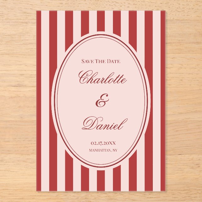 Invitaciones Acrílicas Guardar la franja de fecha personalizada Chartreus (Anverso)