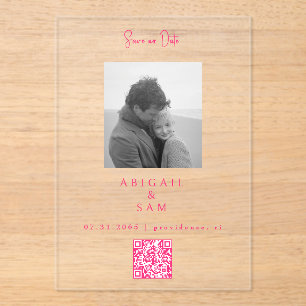 Invitaciones Acrílicas Guardar nuestra fecha de foto en blanco y negro co