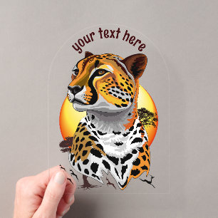 Invitaciones Acrílicas Guepardo Felino Africano Animal Salvaje