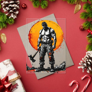 Invitaciones Acrílicas guerrero bárbaro fantasía medieval fuerza hummer