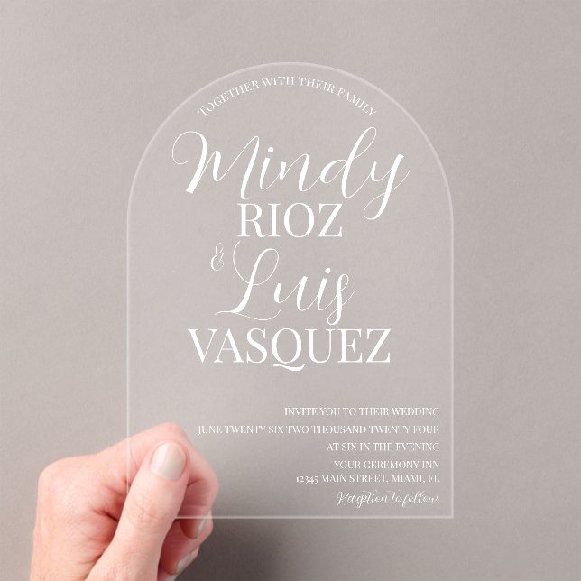 Invitaciones Acrílicas Guion de boda moderno blanco  (Insitu (portátil))
