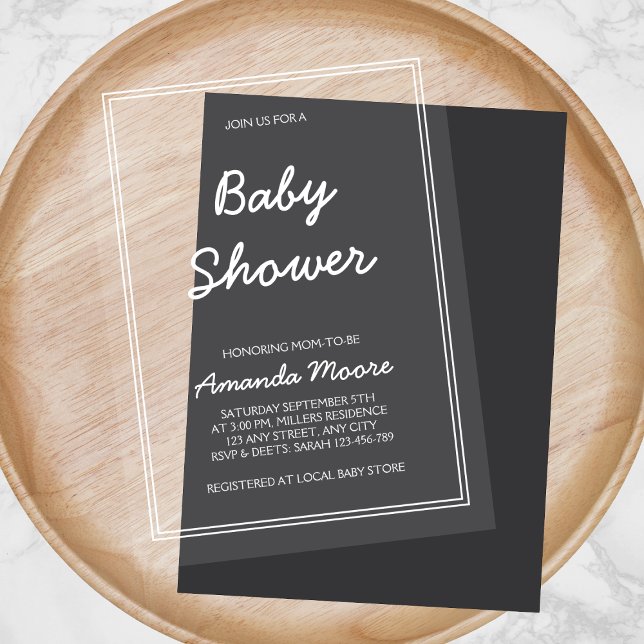 Invitaciones Acrílicas Guión de caligrafía clásico de moda Baby Shower (Chic Classic Calligraphy Script Baby Shower Acrylic Invitations)