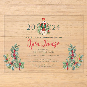 Invitaciones Acrílicas Guión de cascanueces de Navidad Casa abierta