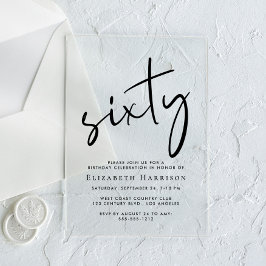 Invitaciones Acrílicas Guión de moda 60 cumpleaños