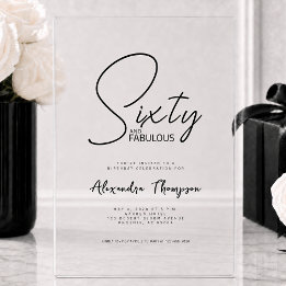 Invitaciones Acrílicas Guión de Sesenta y Fabuloso Fiesta de cumpleaños 6